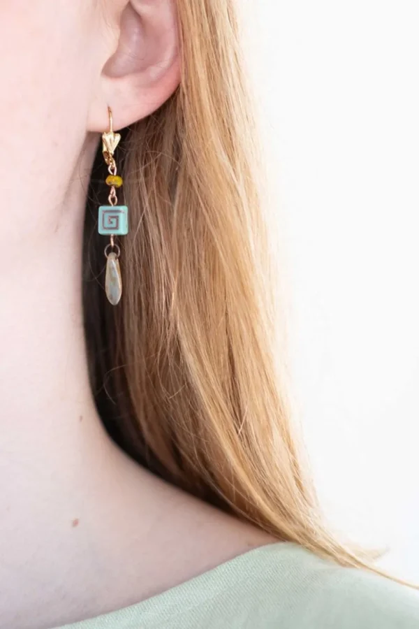 Aqua Key Earrings