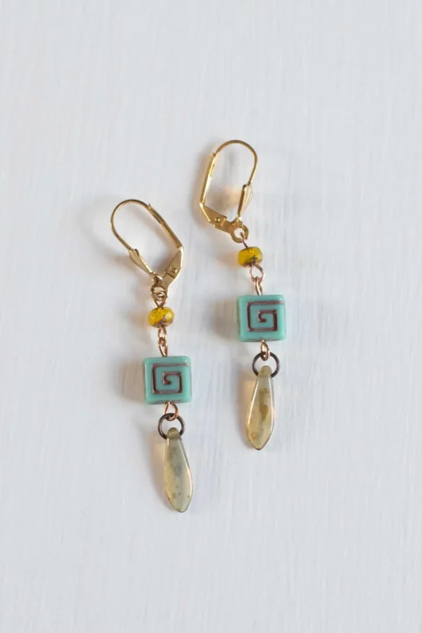 Aqua Key Earrings