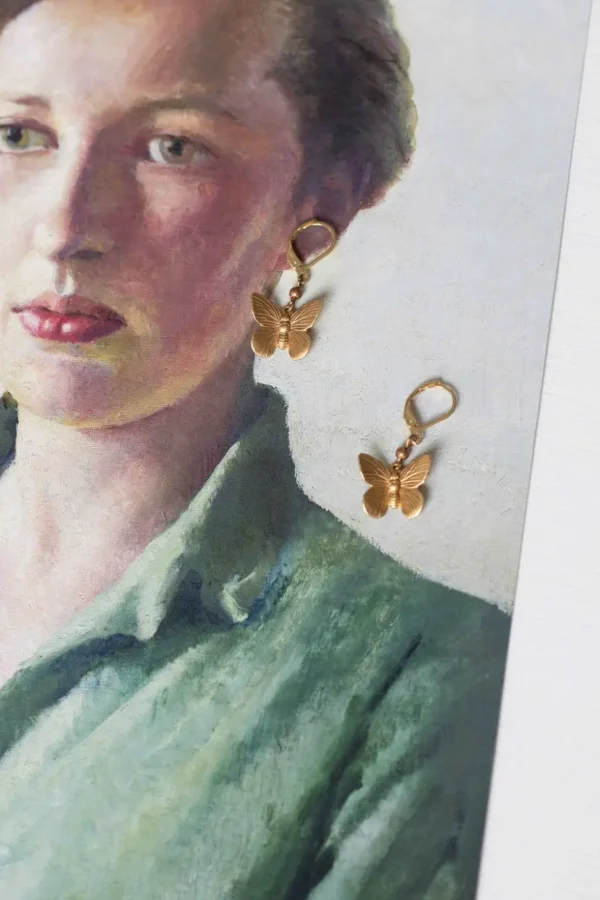 Brass Butterfly Earrings