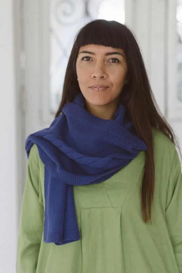 Cable Scarf Indigo *Organic Cotton