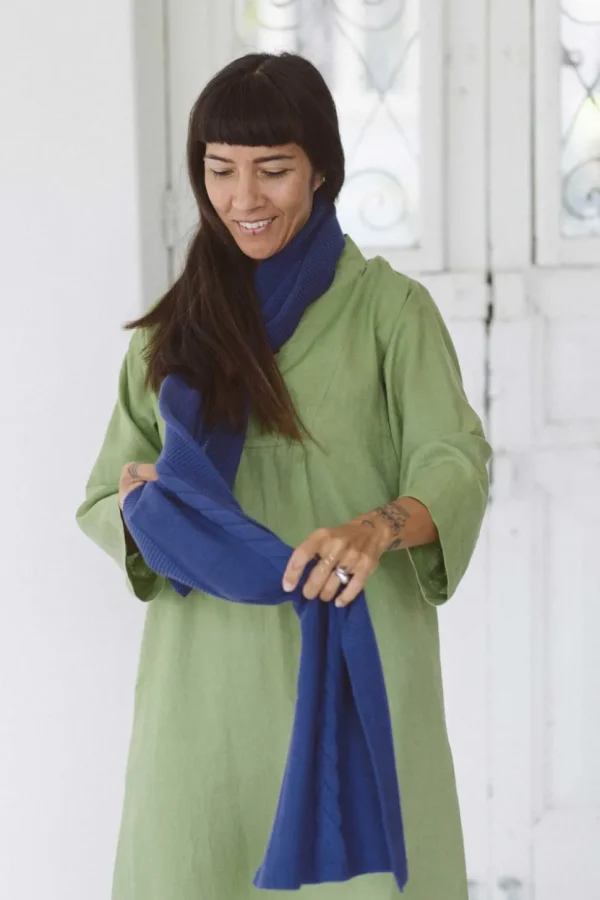 Cable Scarf Indigo *Organic Cotton