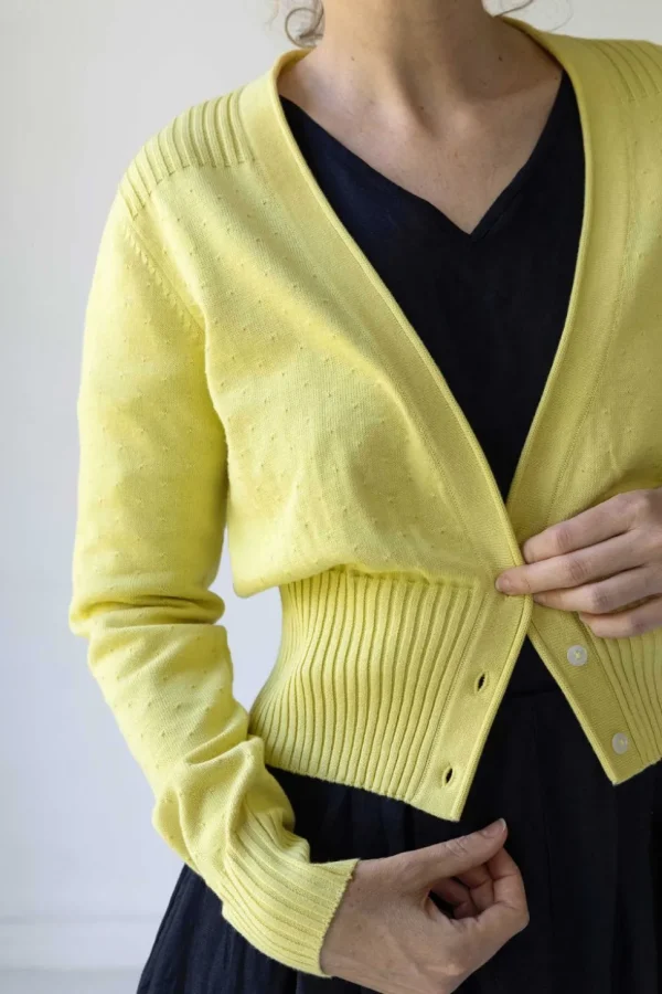 Carly Cardigan In Muted Lime *Organic Cotton