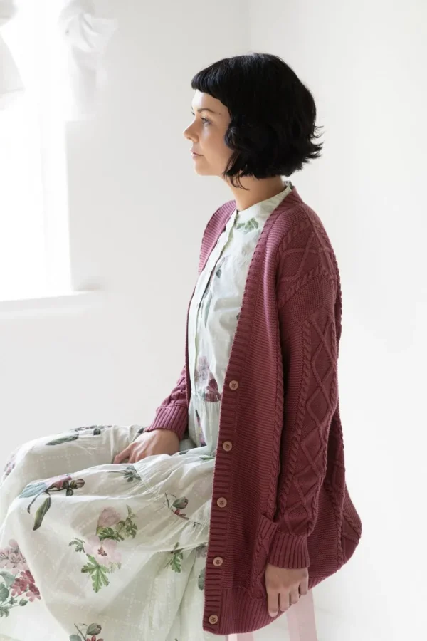Charli Cardigan Mulberry *Organic Cotton