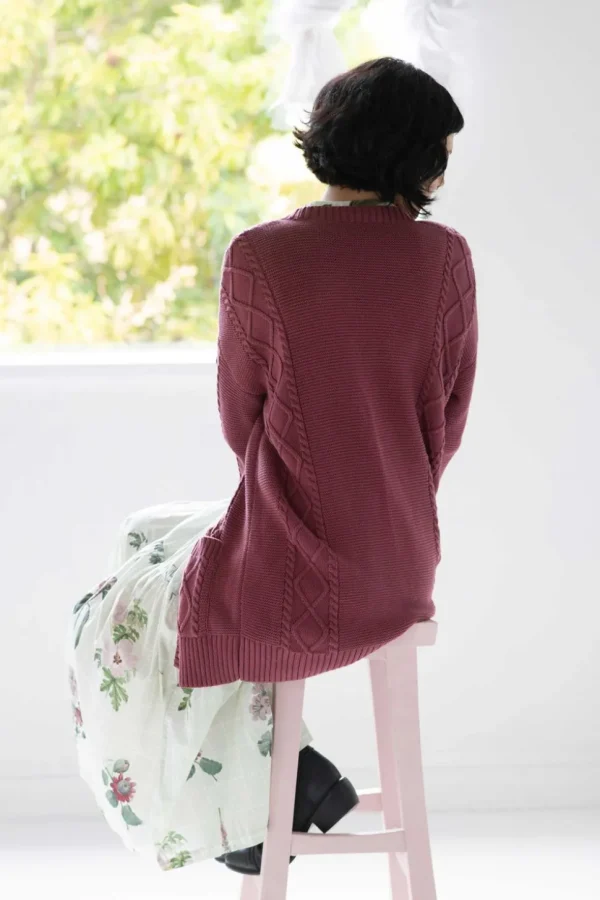 Charli Cardigan Mulberry *Organic Cotton