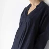Emma Linen Dress In Dark Navy