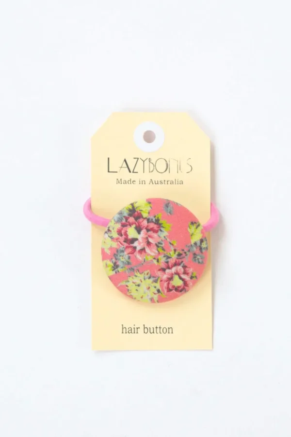Hair Button Coral Floral