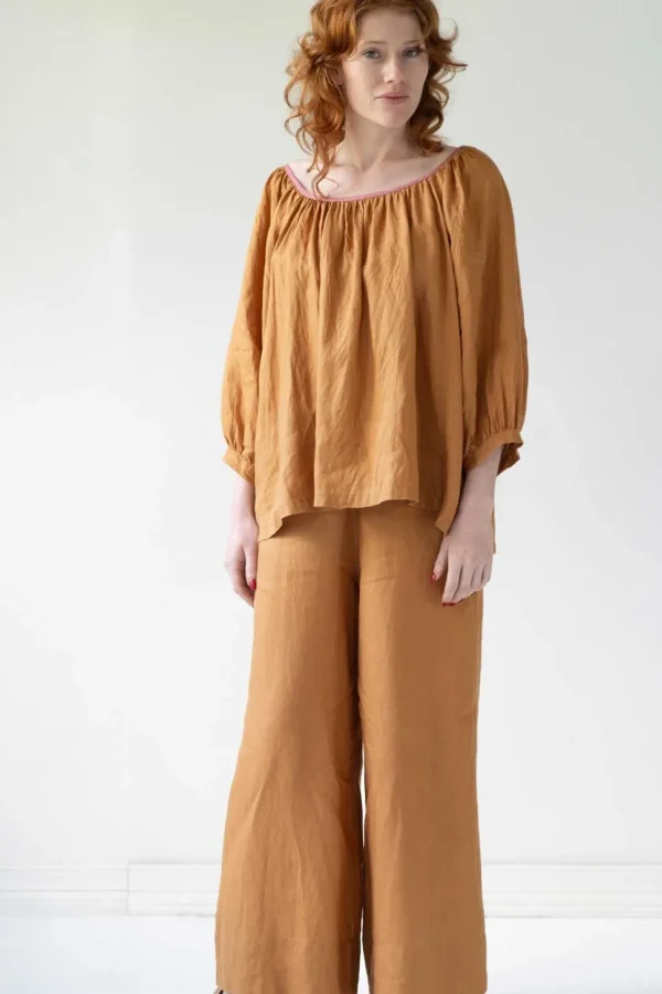 Hetti Linen Top Caramel