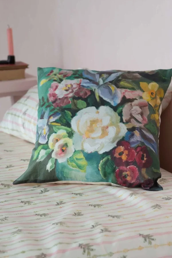 Painted Flowers Cushion Cover *Organic Cotton