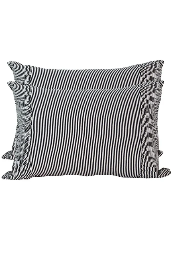 Pillowcase Set In Charcoal Stripe *Organic Cotton