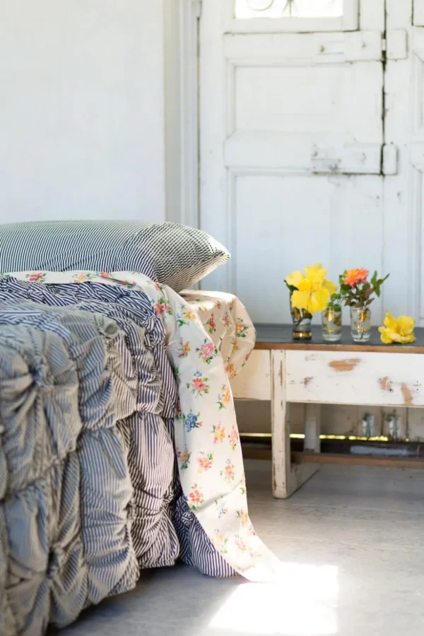 Pillowcase Set In Charcoal Stripe *Organic Cotton