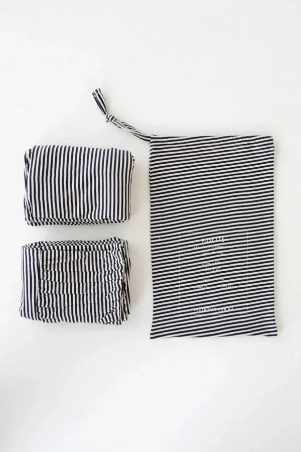 Pillowcase Set In Charcoal Stripe *Organic Cotton