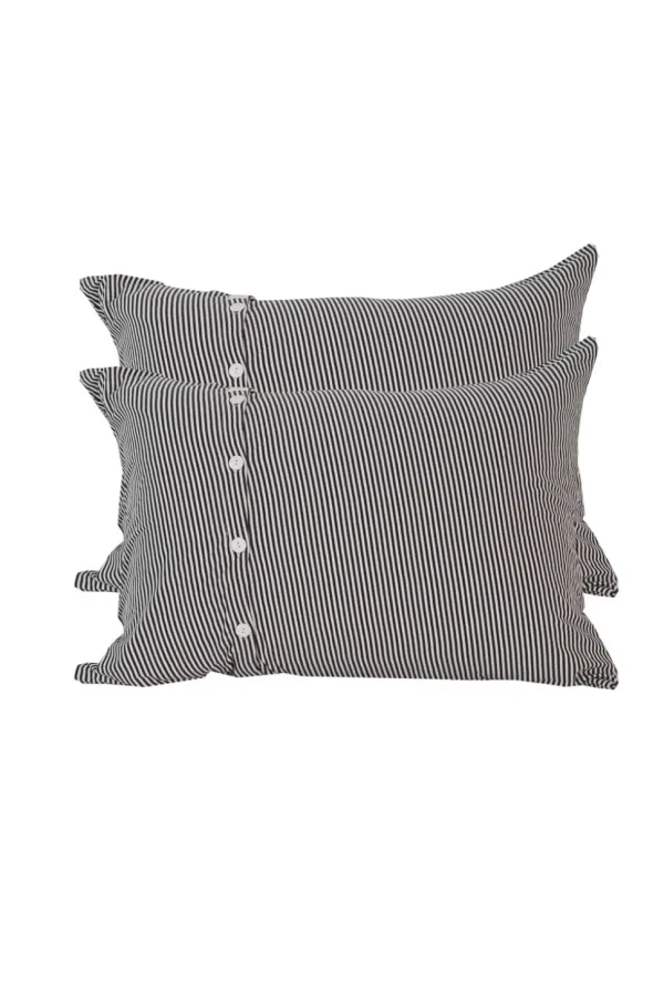 Pillowcase Set In Charcoal Stripe *Organic Cotton