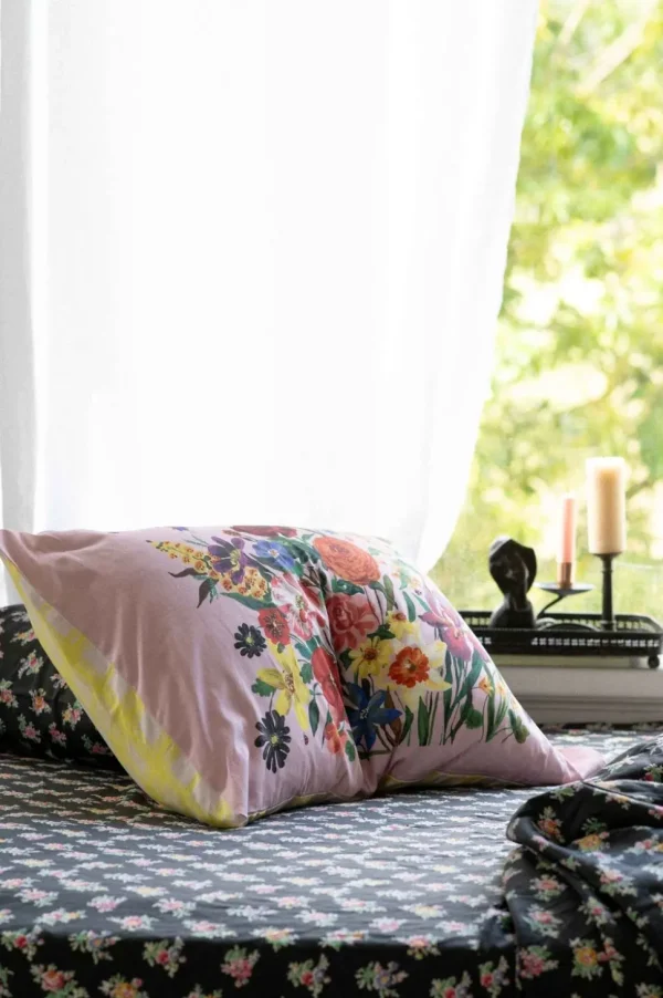 Rainbow Floral Pink Pillowcase Set *Organic Cotton