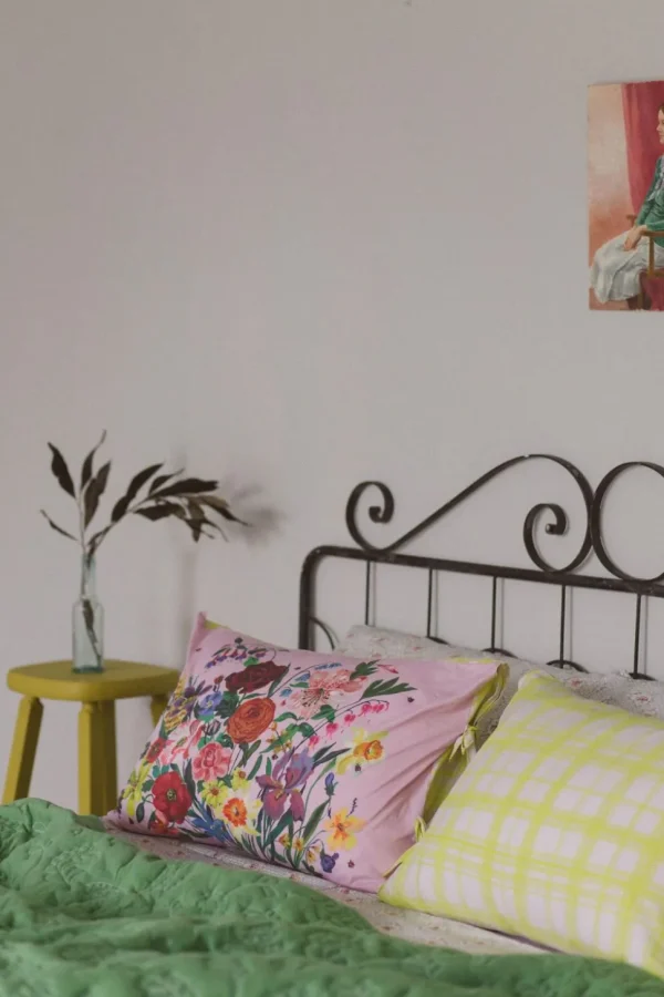 Rainbow Floral Pink Pillowcase Set *Organic Cotton