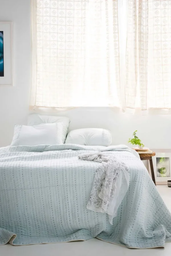 Rosette Pillowcase Set In Chalk Blue *Organic Cotton