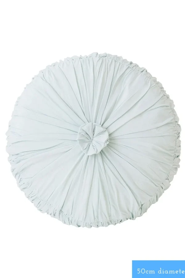 Rosette Round Cushion Cover In Chalk Blue *Organic Cotton
