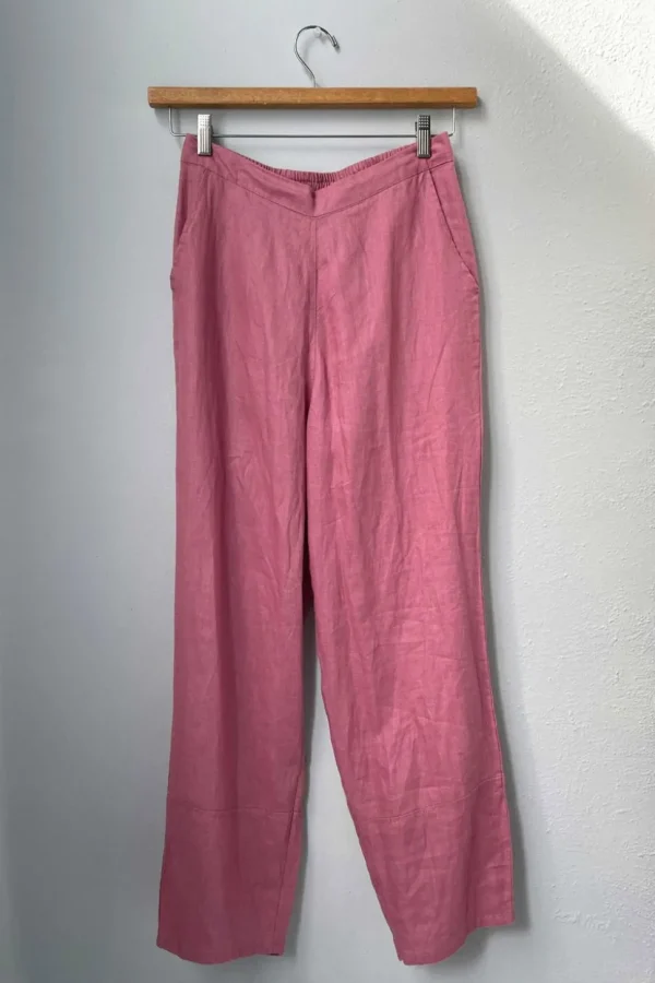 Sara Linen Pant In Rose