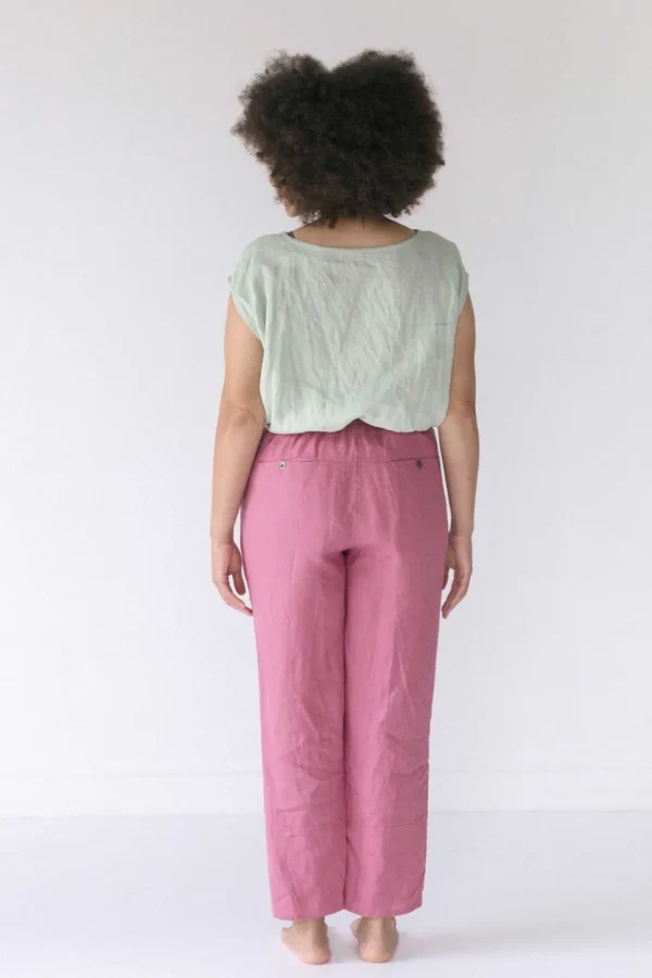 Sara Linen Pant In Rose