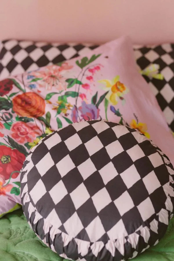 Small Round Cushion Cover Losange *Organic Cotton