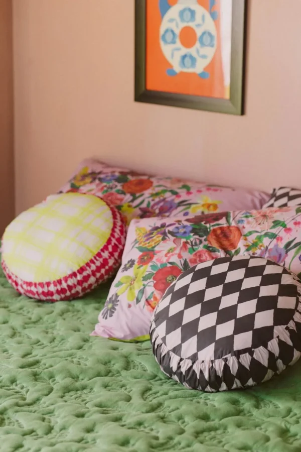 Small Round Cushion Cover Losange *Organic Cotton